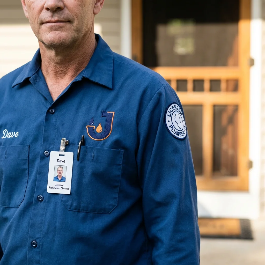 Licensed plumber showing ID badge in Black Lick, PA