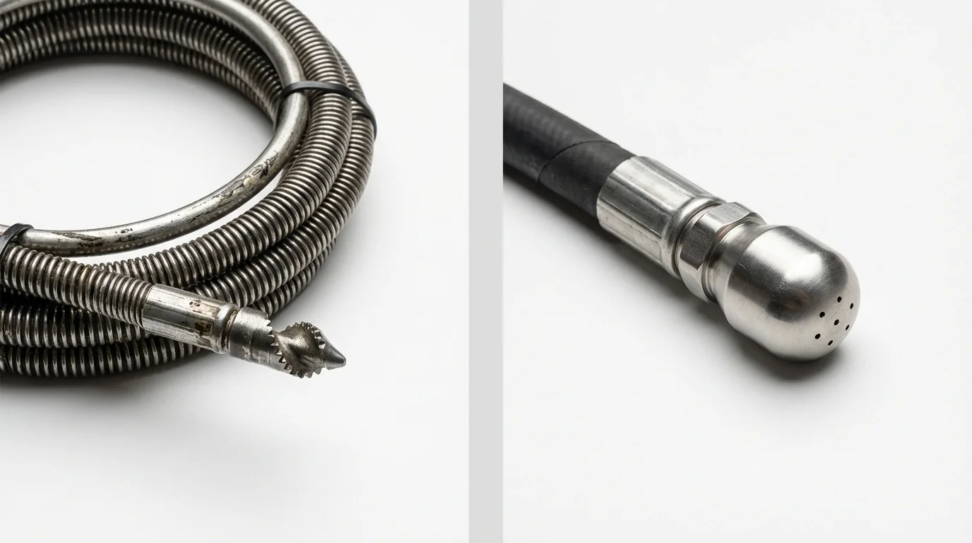 Drain snake cable and hydro jetting nozzle used for drain cleaning in Black Lick, PA
