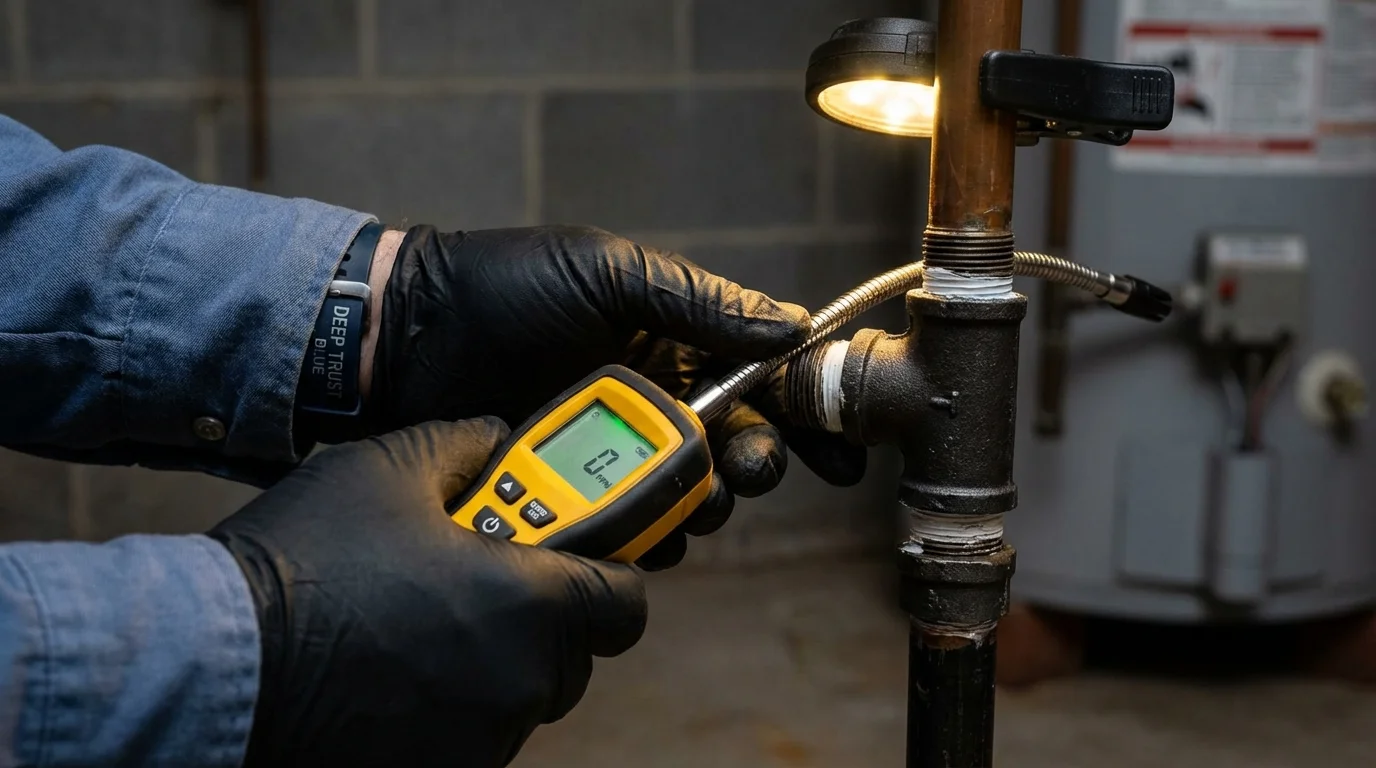 Gas leak detection with electronic sniffer by Johns Plumbing LLC in Black Lick