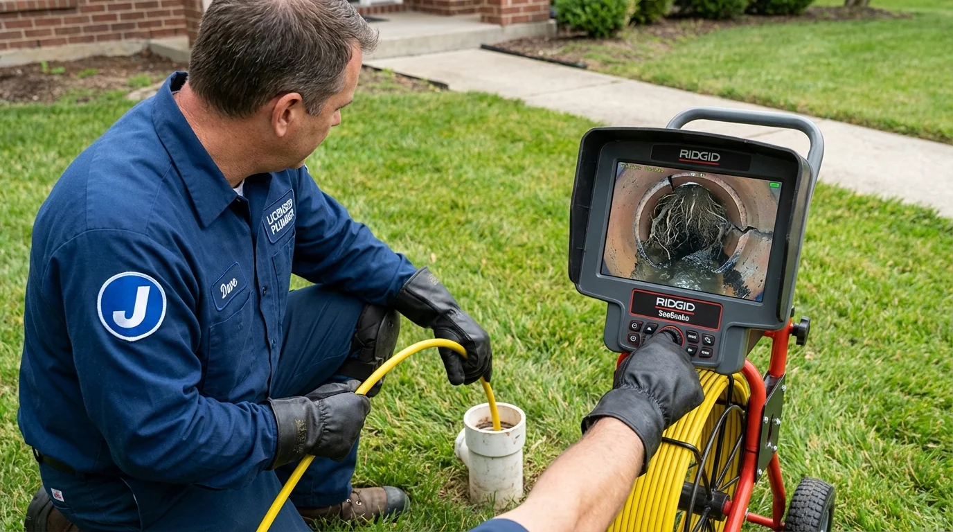 Sewer camera inspection being performed by Johns Plumbing LLC in Black Lick