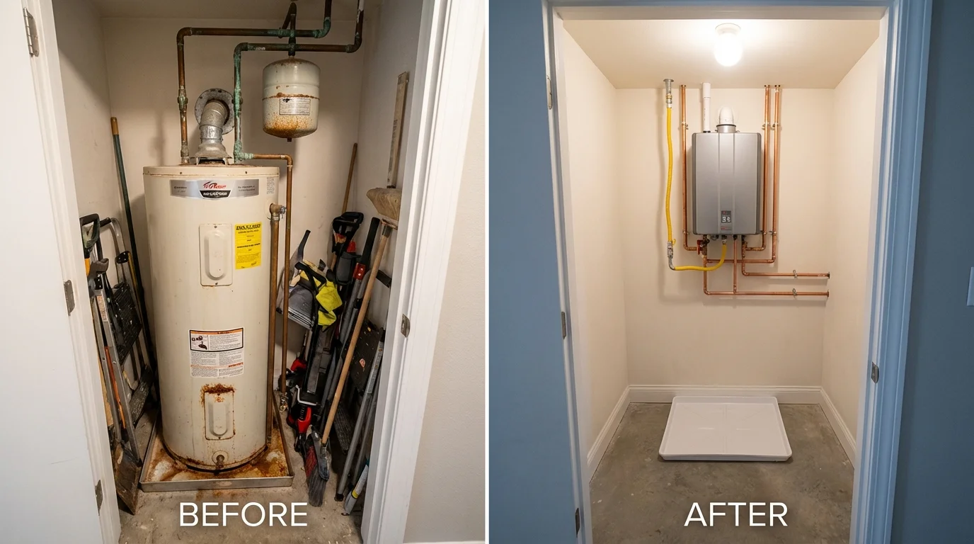 Tank water heater versus wall-mounted tankless unit comparison for Black Lick, PA homeowners